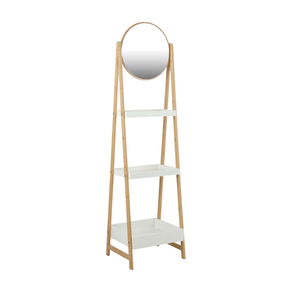ELVIRA/N 3-TIER SHELVES+MIRROR WT/NT
