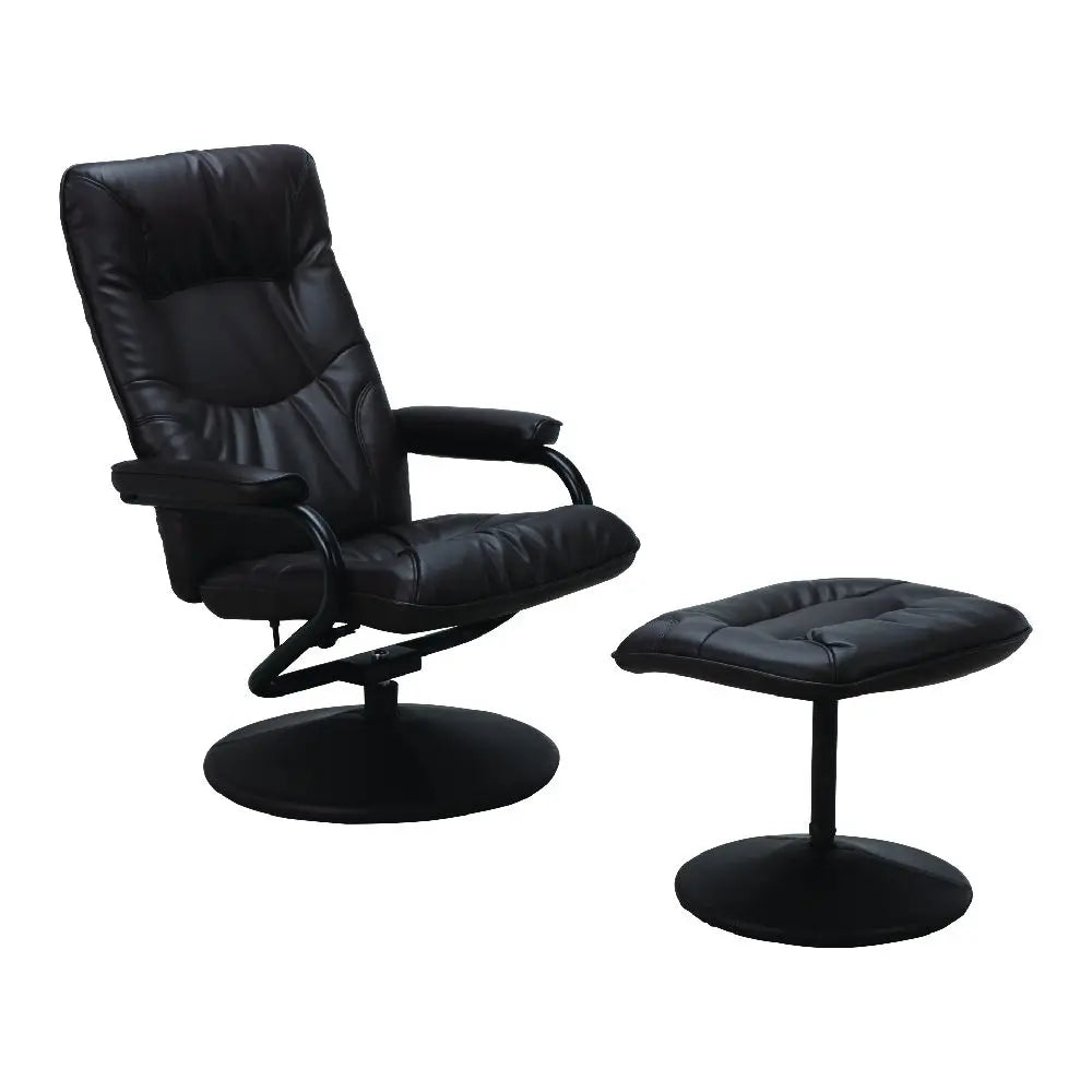 H-THAZAR PVC RELAX CHAIR+STOOL BK
