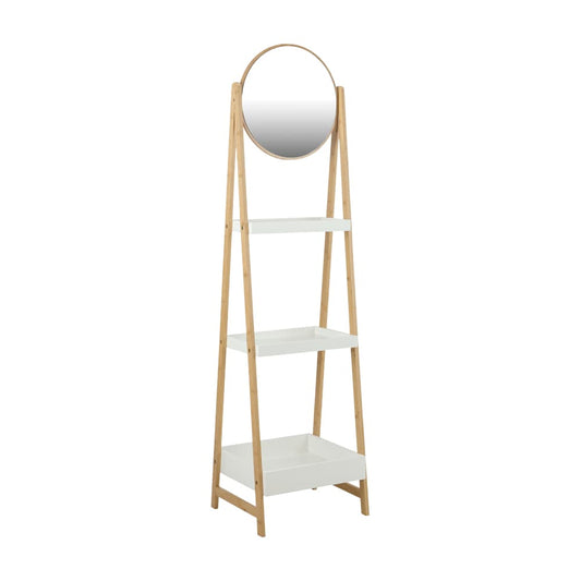 ELVIRA/N 3-TIER SHELVES+MIRROR WT/NT